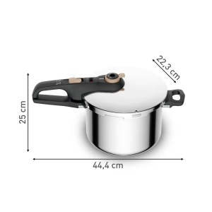 Oală sub presiune Tefal Secure Easy, 6 L, 2 programe gătire, 5 sisteme siguranță, compatibilă inducție, inox argintiu