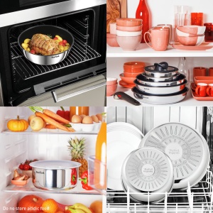 Set 2 tigai Tefal Ingenio Cook Eat , inox, 22/26cm, argintiu