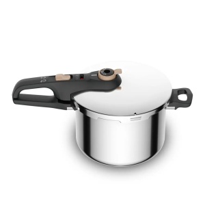 Oală sub presiune Tefal Secure Easy, 6 L, 2 programe gătire, 5 sisteme siguranță, compatibilă inducție, inox argintiu