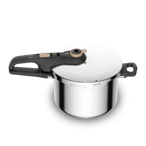 Oală sub presiune Tefal Secure Easy, 6 L, 2 programe gătire, 5 sisteme siguranță, compatibilă inducție, inox argintiu