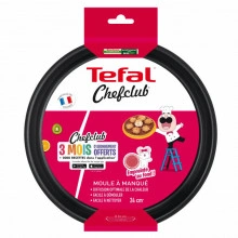 Tava prajitura Tefal ChefClub J5679602, aluminiu, soricel, 24 cm, Rosu