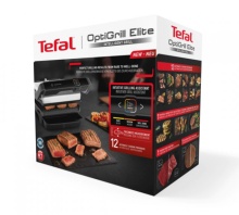 Gratar electric Tefal OptiGrill+ Elite GC750D30, 2000 W, 12 programe automate, argintiu-negru