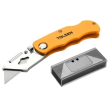Cutter Utilitar Pliabil, Tolsen, Aluminiu, 61x19mm, 5 Lame SK5, Portocaliu