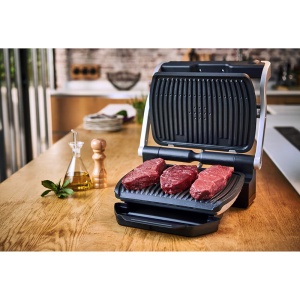 Gratar Electric Tefal OptiGrill+ GC716D12, 2000 W, 6 Programe Automate, Accesoriu pentru Gofre, Argintiu-Negru