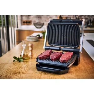 Gratar Electric Tefal OptiGrill+ GC716D12, 2000 W, 6 Programe Automate, Accesoriu pentru Gofre, Argintiu-Negru
