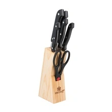 Set de cutite cu lama inox si suport din lemn KingHoff, 7 piese - Img 1