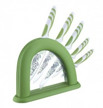 Set 5 cutite cu lama inox Peterhof, lama colorata, suport