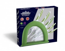 Set 5 cutite cu lama inox Peterhof, lama colorata, suport