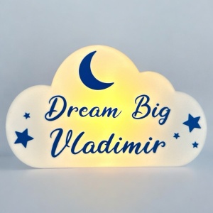 Lampă personalizată pentru copii – Norișor cu lună și stele - Img 2
