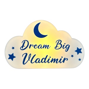 Lampă personalizată pentru copii – Norișor cu lună și stele