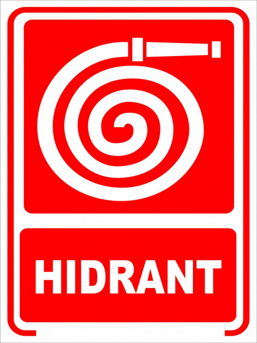 Indicator de Avertizare Printat sau Autocolant Laminat Aplicat pe Placa PVC Forex – Hidrant
