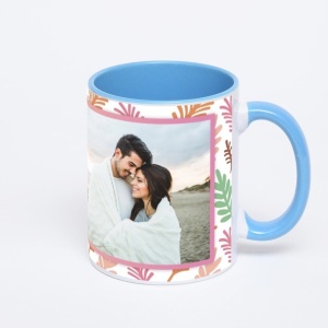 Cana, Personalizata, Maner Si Interior Albastru Cu Poze, Si Text - Img 2