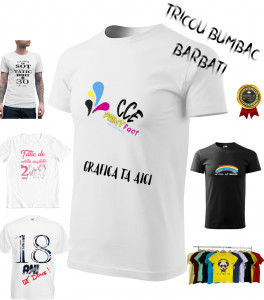 Tricou Personalizat Barbati, Poza si Text, Bumbac 100%, Calitate Premium