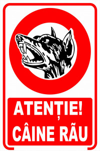Indicator de Avertizare PVC Forex 15x20cm – Atentie Caine Rau