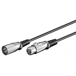 Cablu XLR tata la XLR mama, negru lungime 2 m
