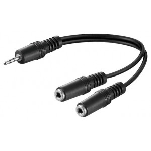 Cablu audio 0,2m 3,5mm Jack stereo tata la 2 x 3,5mm Jack stereo mama