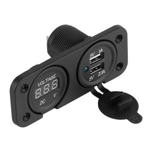 MUFA MONTAJ AUTO INCARCARE 2XUSB 3.1A+Voltmetru - Img 1