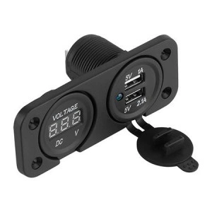 MUFA MONTAJ AUTO INCARCARE 2XUSB 3.1A+Voltmetru