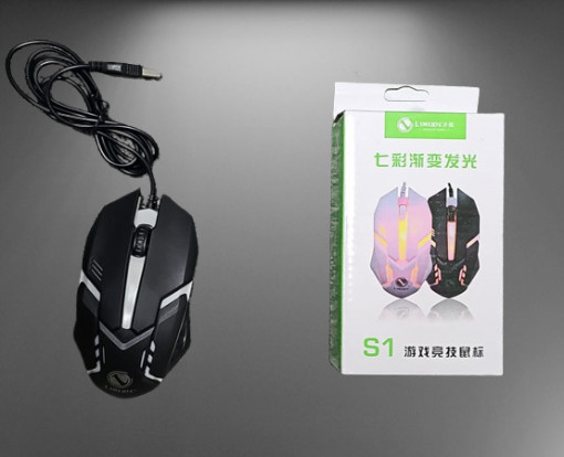 Mouse Gaming S1 USB cu fir Mouse 1200dpi Luminous Lumini colorate