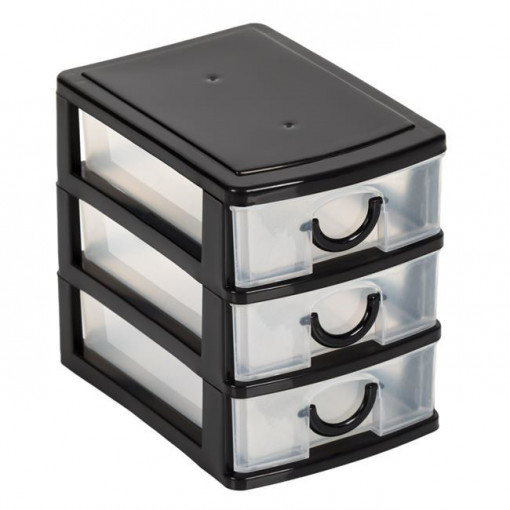 Organizator pentru obiecte mici cu 3 sertare, 11x9x13 cm