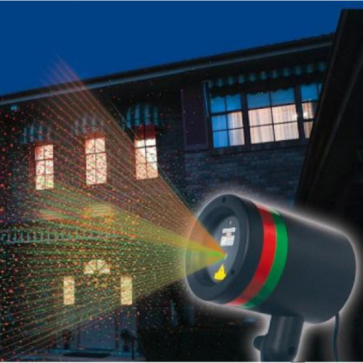 Proiector Laser Light cu 3000 Puncte Luminoase Verzi si Rosii Pentru Exteriorul Casei