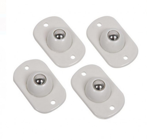 Set 4 roti din plastic, adezive, alb, greutate maxima 8.5 kg,