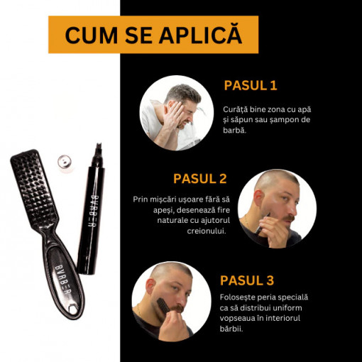 Kit Perie Si Creion Pen Beard Pentru Contur Si Umplere Pentru Barba Sau Mustata