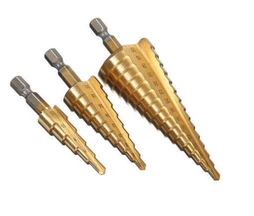Set 3 Burghie in Trepte pentru Metal, Dimensiune 4-32mm