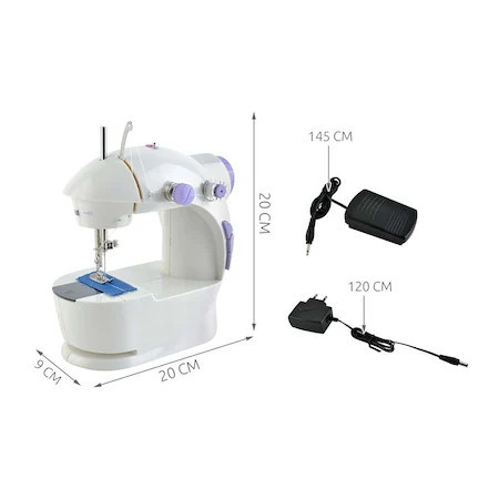 Set Masina de Cusut Portabila cu Pedala 4 in 1