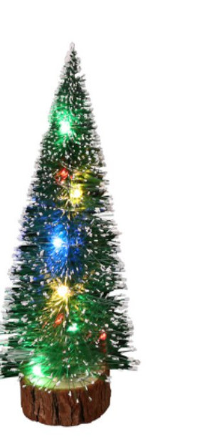 Decoratiune Pin Inzapezit, cu Lumini Led, diferite jocuri de lumini, 30 cm, PVC/lemn