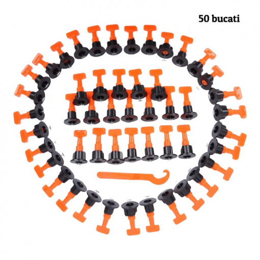 SET 50 de tije refolosibile, Sistem nivelare gresie , rost 1,5 mm