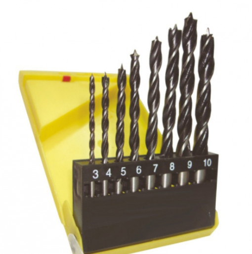 Set 8 Burghie pentru lemn, tip HSS, 3 - 10 mm