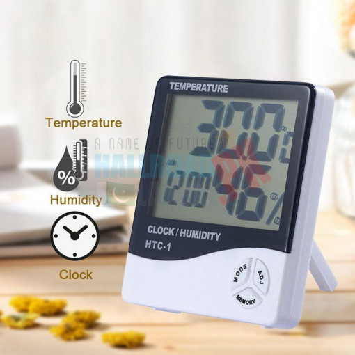 Termometru cu afisaj digital, ceas si senzor de exterior - HTC-1, Cod 0150SBN