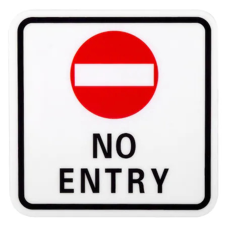 Indicator No Entry, Sticker autocolant 14 x 14 cm
