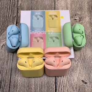 Casti Wireless InPods 12 EarBuds Bluetooth 5.0 Bass Boost pentru IOS si Android, Galben - Img 2