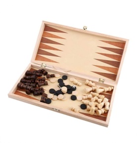 Joc de Sah si Table , Set Mare din lemn, Dimensiune 38/20cm - Img 3