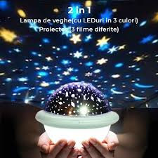 Lampa de veghe OZN portabila, cu Proiector model cer instelat, multicolora - Img 1