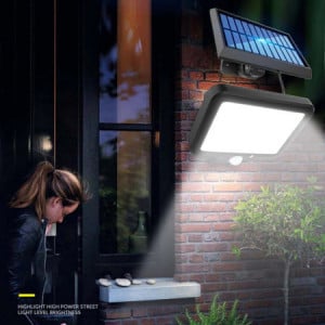Lampa LED cu panou solar, Luminozitate 260 lm, Senzor de miscare si lumina crepuscular, Telecomanda, Cablu 5 m, Negru, XZ-F120 - Img 6