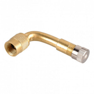 Prelungitor Valva /ventil din cupru cu capac, pentru camera aer, unghi 90 Grade, in L, pentru trotineta electrica/bcicicleta/scuter - Img 1