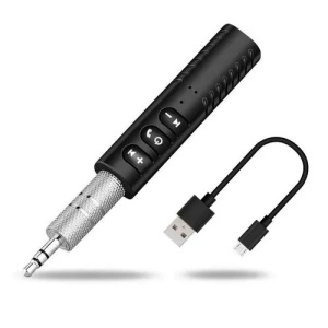 Receptor Bluetooth Auto BT-450 Wireless, mufa Audio Jack 3.5mm, microfon incorporat, muzica/apeluri telefonice, culoare Negru