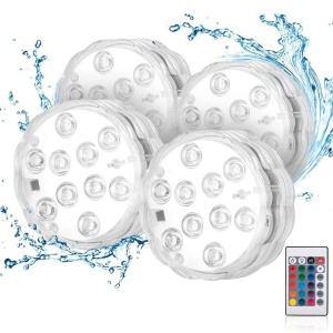 Set de lumini LED submersibile colorate cu telecomanda, waterproof, 7x7cm