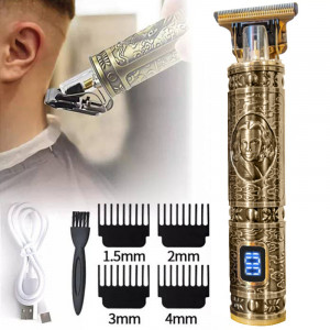 Aparat de tuns Vintage SK-8001, profesional, fara fir, Trimmer cu afisaj baterie pentru par si barba, - Img 2