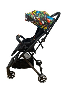 Carucior C3 Imprimeu Multicolor, Tip Troller, Sport Compact si Pliabil, Carucior Kinlee, Sport Tip Troller