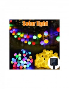 Instalatie solara de gradina cu Led, 50 Globuri Alb Multicolor , 7 metri, 7 moduri iluminare - Img 4