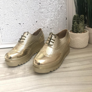 Pantofi Casual Cu Talpa Inalta DQ050 GOLD R1/10/3 - Img 2