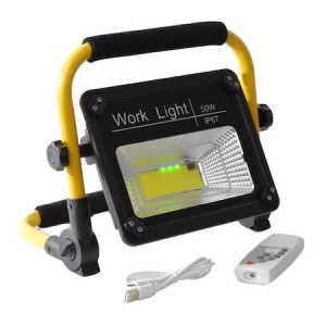Proiector 50W cu incarcare solara si usb, W743A, COB LED, acumulator integrat, telecomanda - Img 1