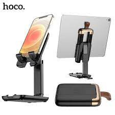 Suport telefon, tableta birou Hoco S28, stand universal pliabil, negru - Img 1