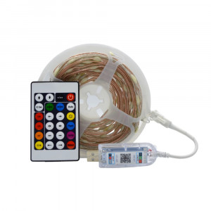 Banda LED RGB 10 metri are APLICATIE TELEFON si TELECOMANDA inclusa - Img 2