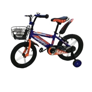 Bicicleta CARAIMAN 16BJV, Albastru-Portocaliu, 16 inch, Roti Ajutatoare, Aripi Roti si Cosulet