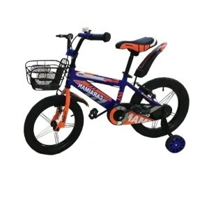 Bicicleta CARAIMAN 16BJV, Albastru-Portocaliu, 16 inch, Roti Ajutatoare, Aripi Roti si Cosulet